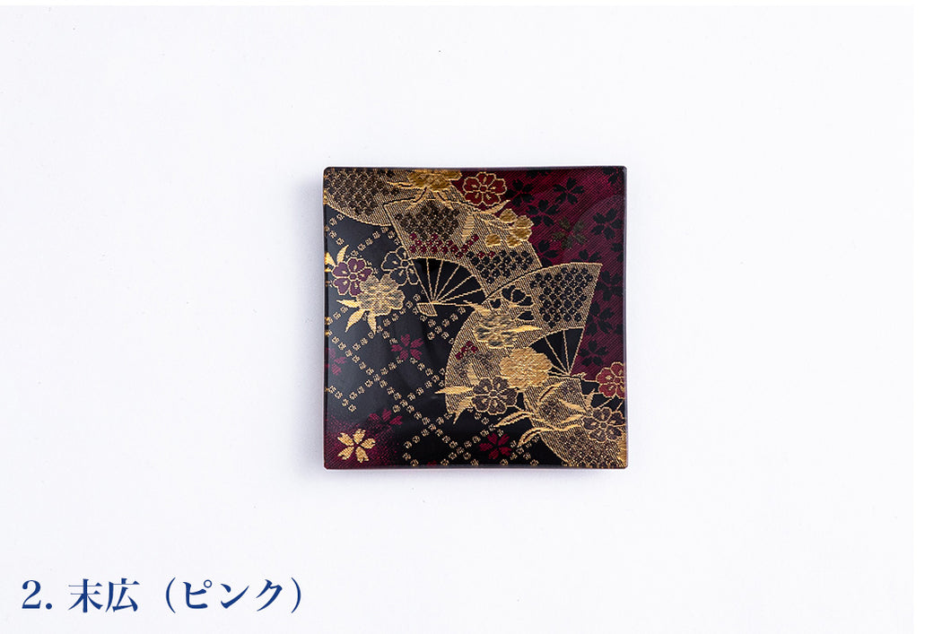 着物皿　金襴№2末広（ピンク）